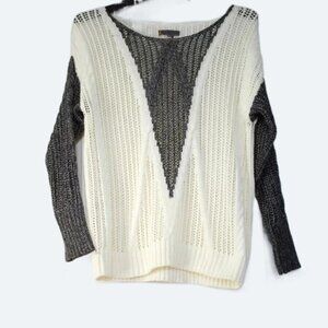 COPY - i Jeans by Buffalo Crocheted Loose Knit Sweater Black Silver metallic si…